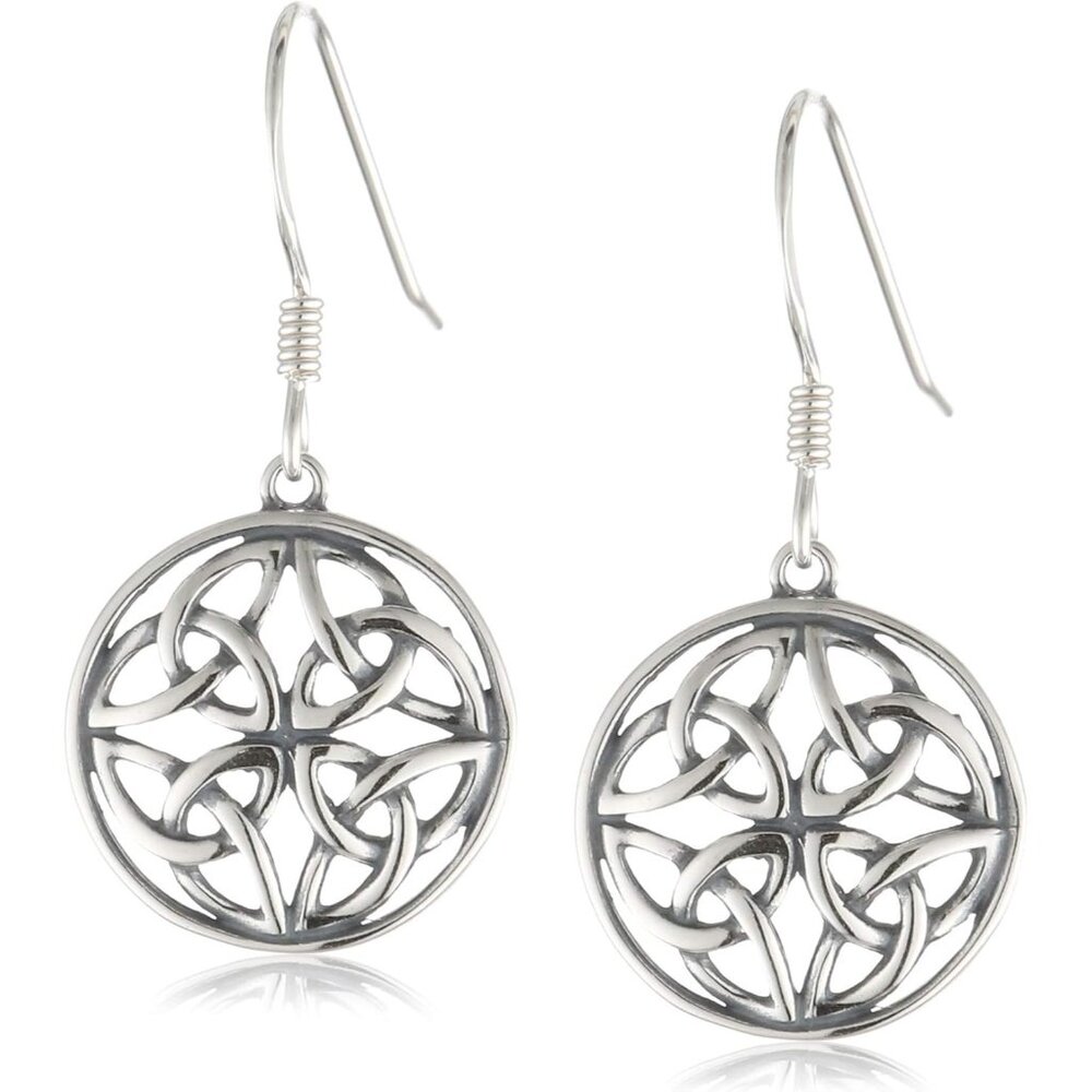 ✨Women Silver Essentials Sterling Silver Celtic Knot Round Drop Wire Earrings